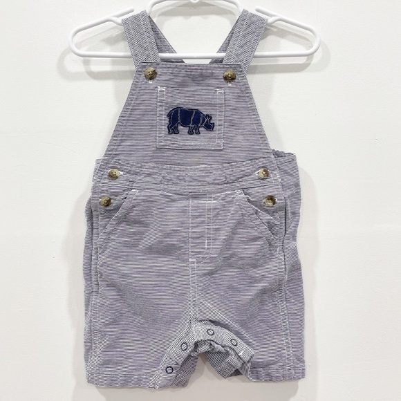Janie And Jack Stripe Cotton Overall Shortalls Size 3-6 month - Picture 1 of 6
